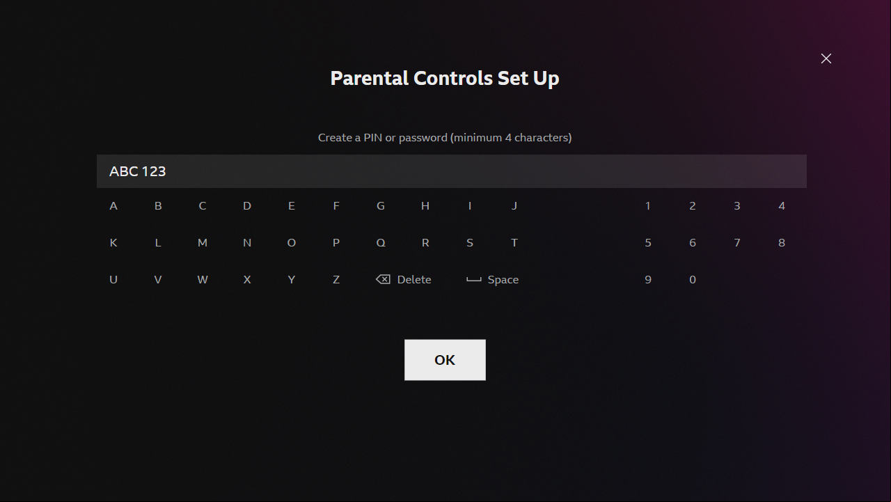 Image of the s set-up page on the iPlayer TV app